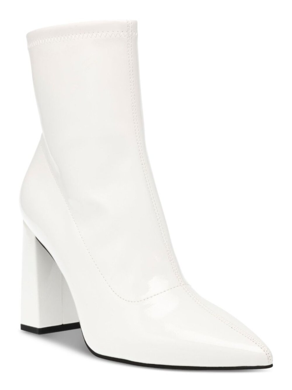 Wild Pair Womens Iloise Pointed-Toe Block Heel Patent Booties White Size 9.5 NWB